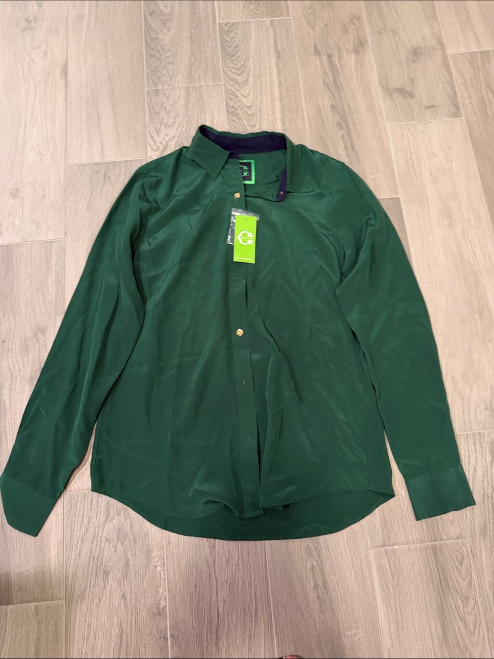 NWT C Wonder Mens Green Long Sleeve Button-Up Blouse Size S